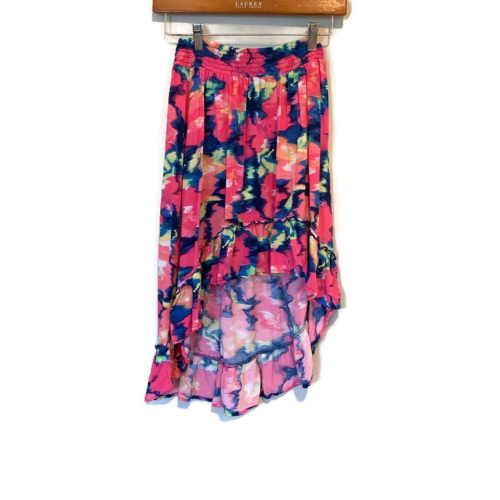 Children’s Place Colorful High Low Ruffle Skirt Pink Size M 7/8